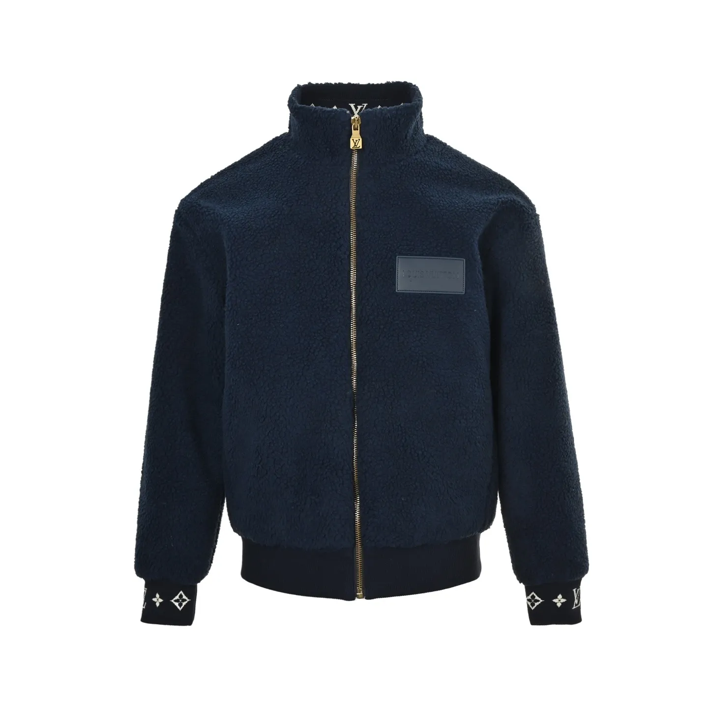 Louis Vuitton/Louis Vuitton 24Fw leather sherpa stand collar jacket
